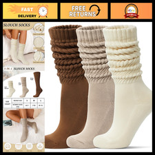 Cozy Women's Slouch Socks - Soft Cotton Knit Boot Scrunch Socks, 3 Pairs