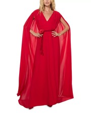 Alice and Olivia Womens Zenaida Maxi Cape Dress in Bright Ruby Size 8