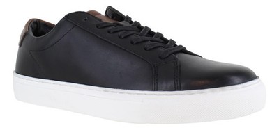 Thomas Crick Evers Herren Schwarz Leger Schnürung Smart Leder Cupsole Turnschuhe