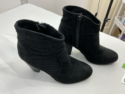 Womans Ana Anita Ankle Boots Side Zip 8 M Black Block Heel