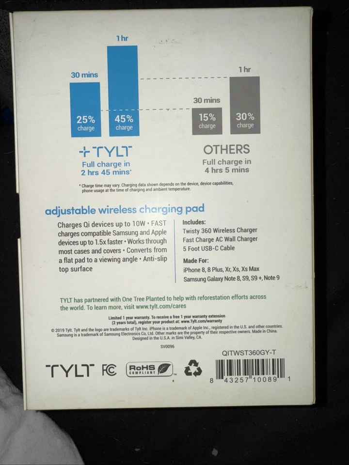 R6.N TYLT - Twisty 360 10W Qi Adjustable Fast Charge Wireless Charging Pad Gray - Image 3 of 4