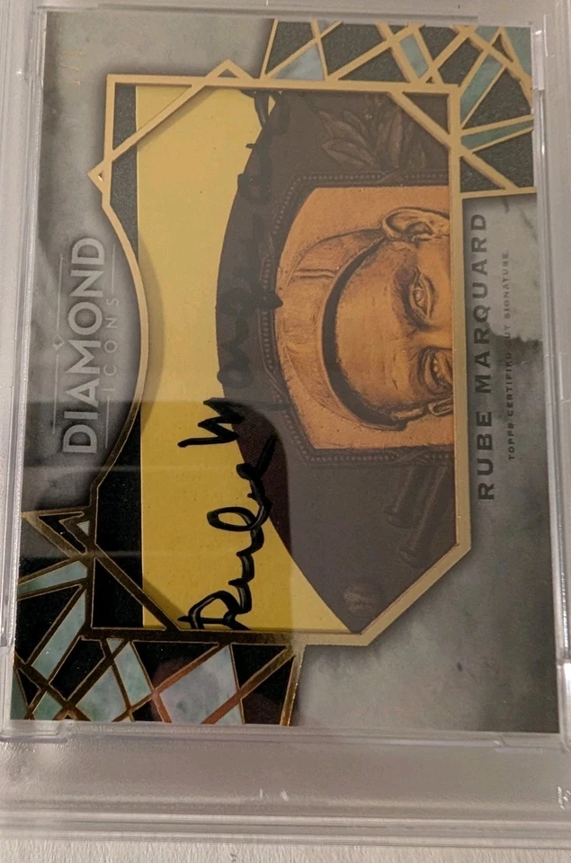 2022 Diamond Icons Cut Signatures Gold Rube Marquard Auto 1/1 PSA 8 HOF CSRM - Image 3 of 4
