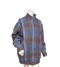 Vtg Avoca Ireland Wool Tweed Jacket High Neck Button Up Coat 48" bust