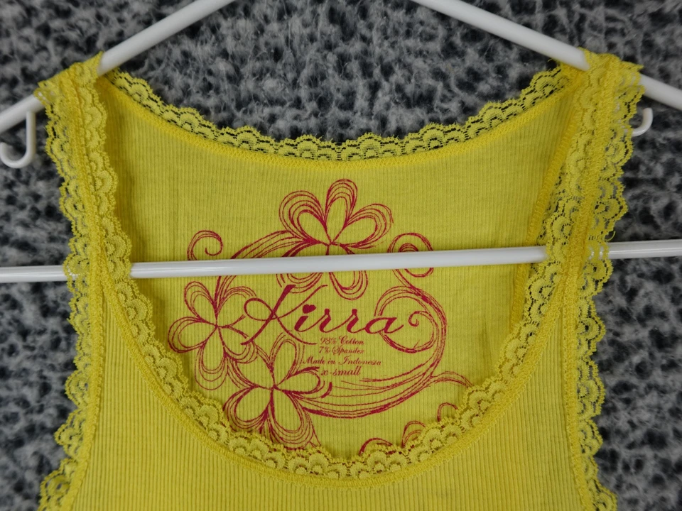Kirra Tank Top Women XS Yellow Lace Tight Y2K Cami Babydoll - Image 2 of 4