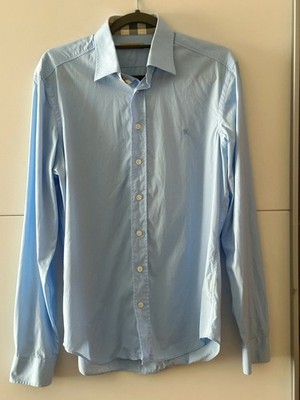 Burberry Herren Hemd Gr. M Hellblau Langarm Baumwolle Top Zustand (ORIGINAL)