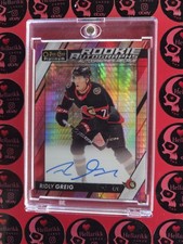 2023-24 Ridly Greig Platinum /30 Red Prism Rookie Auto #R-RG RC O-Pee-Chee 