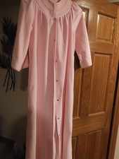 EVELYN PEARSON VINTAGE DACRON POLYESTER SNAP LOUNGE ROBE PINK M 10-12 PETITE