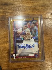 2025 Topps Chrome Update Series Autograph Harrison Bader Gold Wave Refractor /50