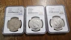Lot Of 3 Silver Peace Dollars NGC Certified 1922-D 1922-S 1923 VF AU UNC
