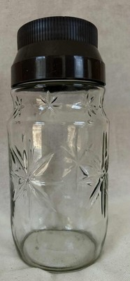 Vintage 1970s Anchor Hocking Sanka Instant Coffee Glass Jar Starburst Design