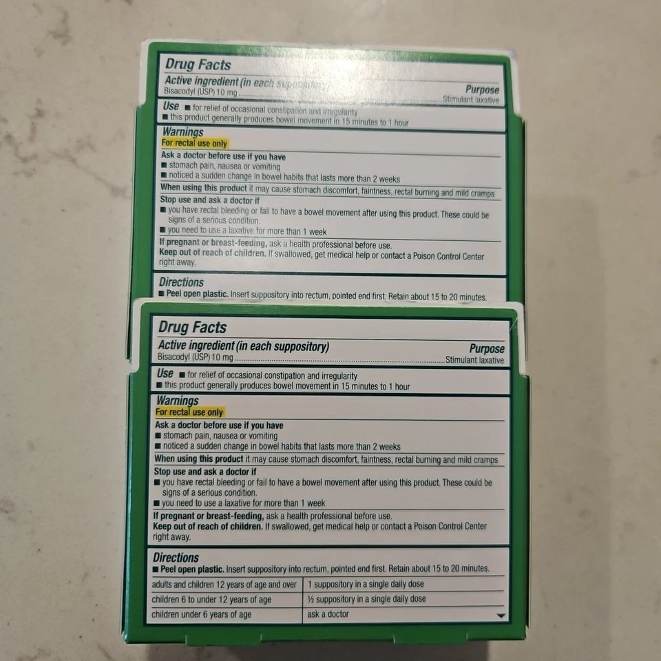 Dulcolax Supositorio Laxante Medicado Suave Alivio Rápido 16ct X2 Exp 05/2026+ Foto 4 de 4