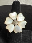 VTG  925 Sterling Silver Ring Elegant Mother Of Pearl and Marcasite Ring  Sz 7.5