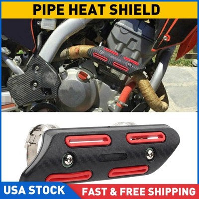 Exhaust Muffler Pipe Heat Shield Cover Heel Guard Universal Red Motorcycle 1PCS