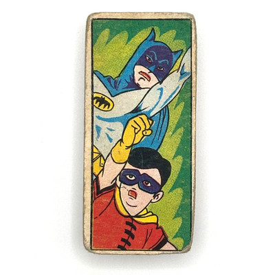 Vintage Batman Robin Menko Card Upward Duo Portrait Japan Retro Comic Art