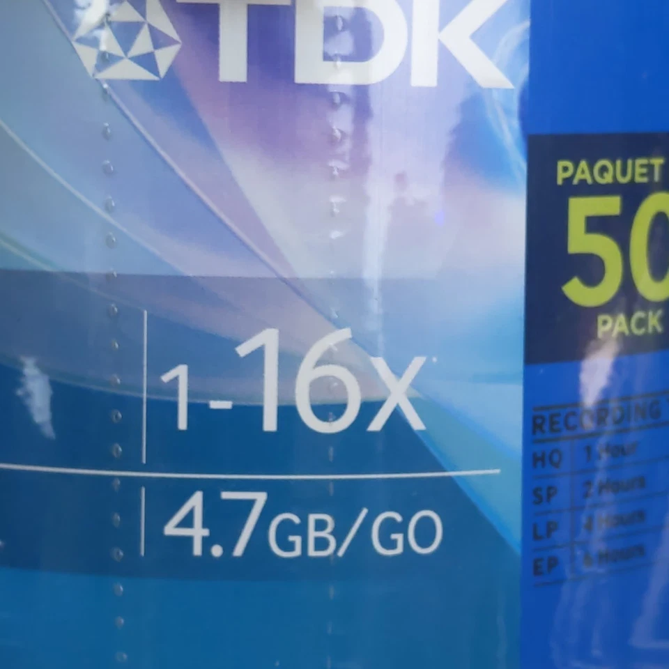TDK DVD+R 50 Pack 4.7GB 16x Blank Media Spindle Recordable Discs New Sealed 50PK - Image 2 of 3