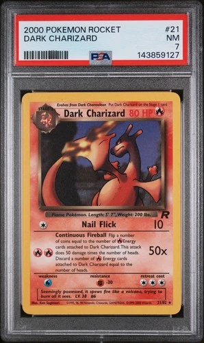 2000 POKEMON ROCKET #21 DARK CHARIZARD PSA 7