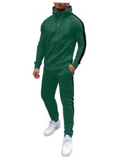 Tracksuit Mens with Zipper Pockets Full Zip Hoodie Sweatsuit 2 X-Large Green