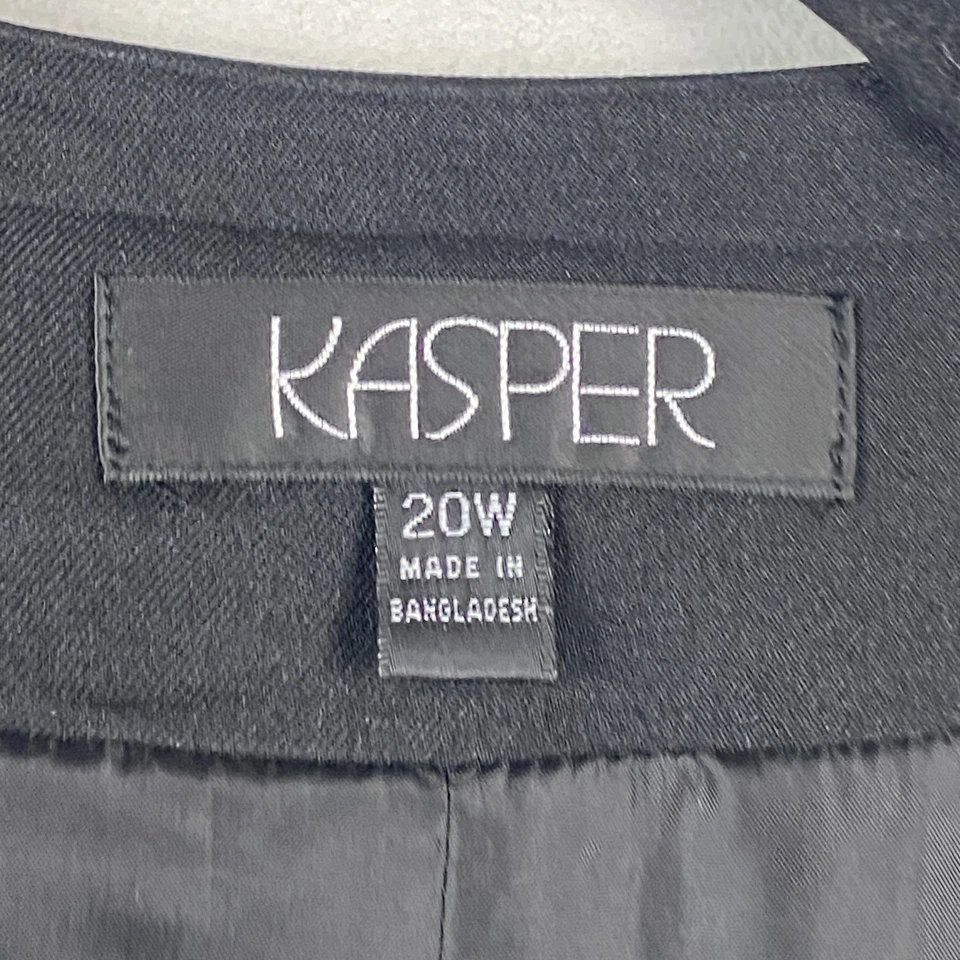 Chaqueta Kasper Mujer Talla 20W Blazer Tweed Metálico Borde Negro Foto 4 de 4