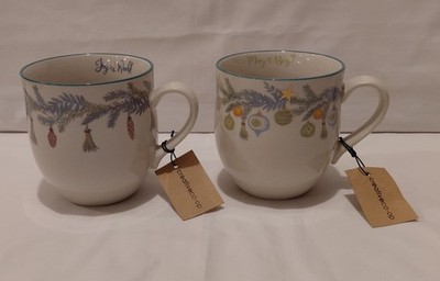 2 - Chad Barrett for Creative Co-op Christmas Holiday Theme 16 oz Coffee Mugs NW