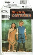 "Child's Costumes"  1995 Simplicity Costumes Pattern 0685 3-4-5-6-7-8 UNCUT