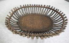 Wood Woven Wicker Oval Rustic Storage Display D cor Open Basket 12.5"