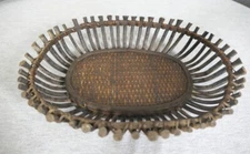 Wood Woven Wicker Oval Rustic Storage Display Décor Open Basket 12.5"