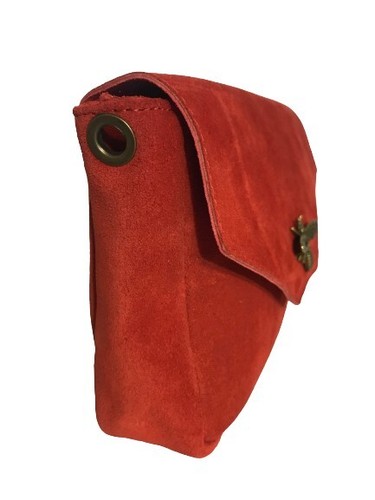 VALENCIA - Borsa Pochette in Pelle Camoscio a Tracolla Made in Italy - ORANGE - Foto 4 di 8