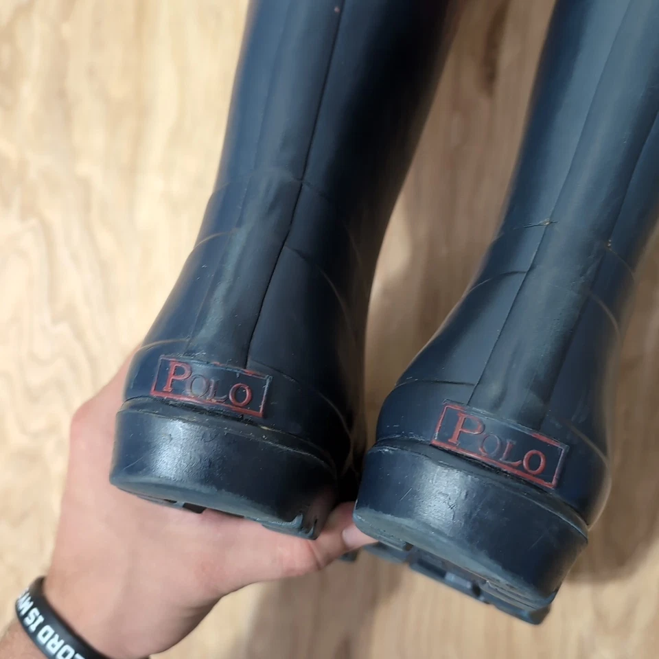Polo Ralph Lauren Bota de Lluvia de Goma Azul Marino Rojo Poni Niños 4.5 Foto 3 de 4