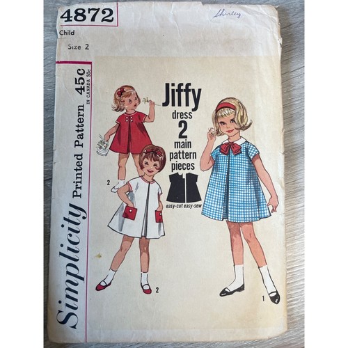 Abito TAGLIO modello cucito semplicità 4872 JIFFY bambina taglia 2 - Foto 1 di 3
