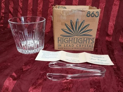 NIB Vintage Princess House Heritage Ice Bucket Crystal #863 w/ Paperwork