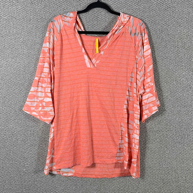 lole striped short sleeves hooded sheer casual shirt