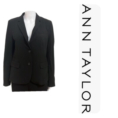Women’s Black Blazer Suit Jacket Size Medium Modern Designer Ann taylor  career