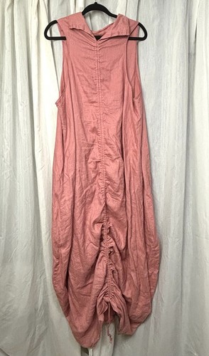 Visible Art Damen 3XL Leinen Maxikleid Wasserfallausschnitt Langenlook Rüschen asymmetrisch - Bild 12 von 12