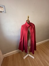 Vintage Bespoke Customised Tailored Handmade Red Cape Long Coat Cloak Cosplay.