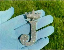 2Ct Lab Created Diamond Round Cut Letter Pendant 14K White Gold Plated