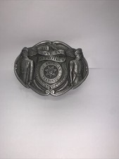 Vtg New 1986 "To Protect And Serve" Belt Buckle - American Tradition F-45 Pewter