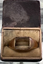 ANTIQUE OSTBY BARTON OB 14K YELLOW GOLD RING MOUNT W/ RARE MALTESE CROSS MARK