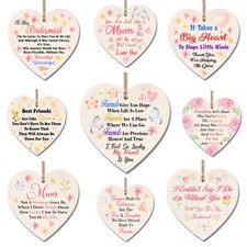 Wooden Heart Plaque Wall Signs Mum Sister Wedding Friend Sentimental Gift HM0011