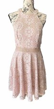 NWT City Triangle Fit and Flare Lace Dress Knee Length Ivory Blush L
