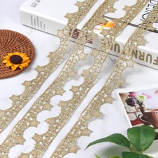 5 Yards Gold Lace Trim Metallic Venice Lace Trim Gold Embroidery Star Craft