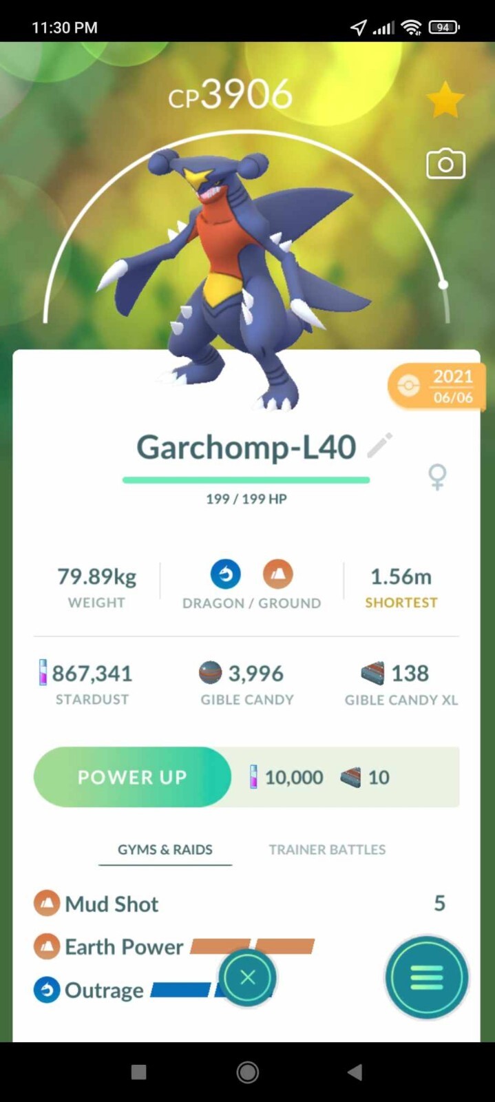 Pokemon Garchomp LV40 Unlock 3Moves (Earth Power) PVP - TRA'DE GO - Description