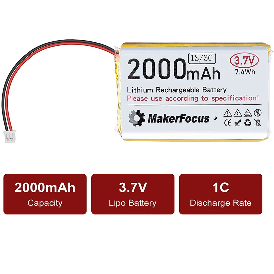 4 x 3,7V 2000mAh 3C Lipo Batterien Micro JST 1,25 Stecker für Arduino Nodemcu de - Bild 4 von 4