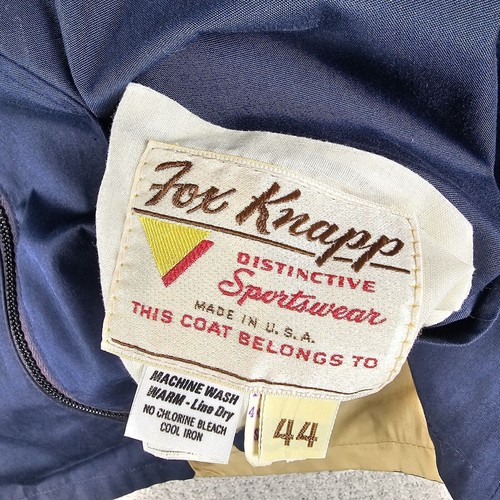 Giacca a vento reversibile vintage Fox Knapp uomo 44 bomber cerniera USA beige/blu - Foto 2 di 10