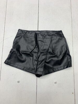 Shein Womens Black Faux Leather Shorts Size Petite Large