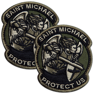 #ad 2Pcs Saint Michael Patch Embroidered Hook amp; Loop Morale Military St Michael $9.99