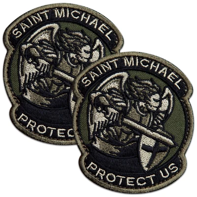 BLUYELLOW 2Pcs Saint Michael Patch, Embroidered Hook & Loop Morale Military St Michael