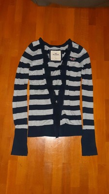 Hollister Strickjacke Damen Jacke ohne Knöpfe grau/blau