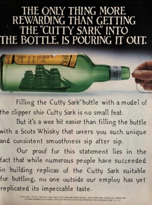 1980 Vintage Print Ad Cutty Sark Scotch Whisky La Martiniquaise