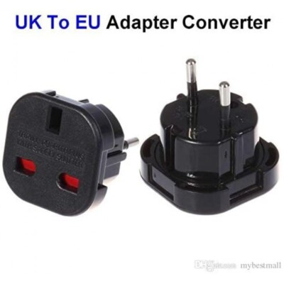 UK TO EU PLUG ADAPTER - TYPE G TO TYPE E/F- AC OR DC POWER SUPPLY 220V 230V 240V