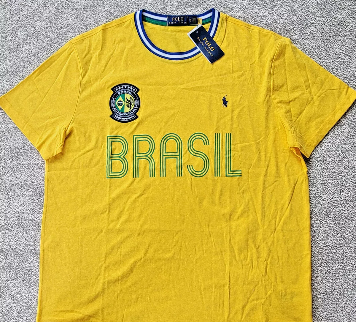 Polo Ralph Lauren Mens BRAZIL World Cup Short Sleeve T Shirt Yellow Tee XL